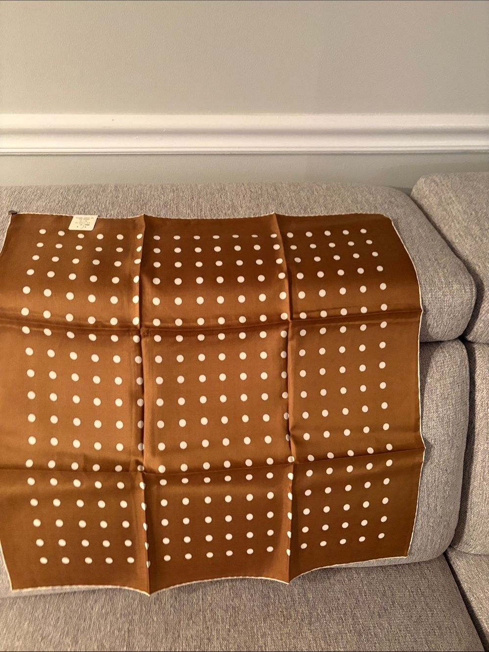 Italian fazzoletto Polka Dot Brown Decorative Accent Scarf
